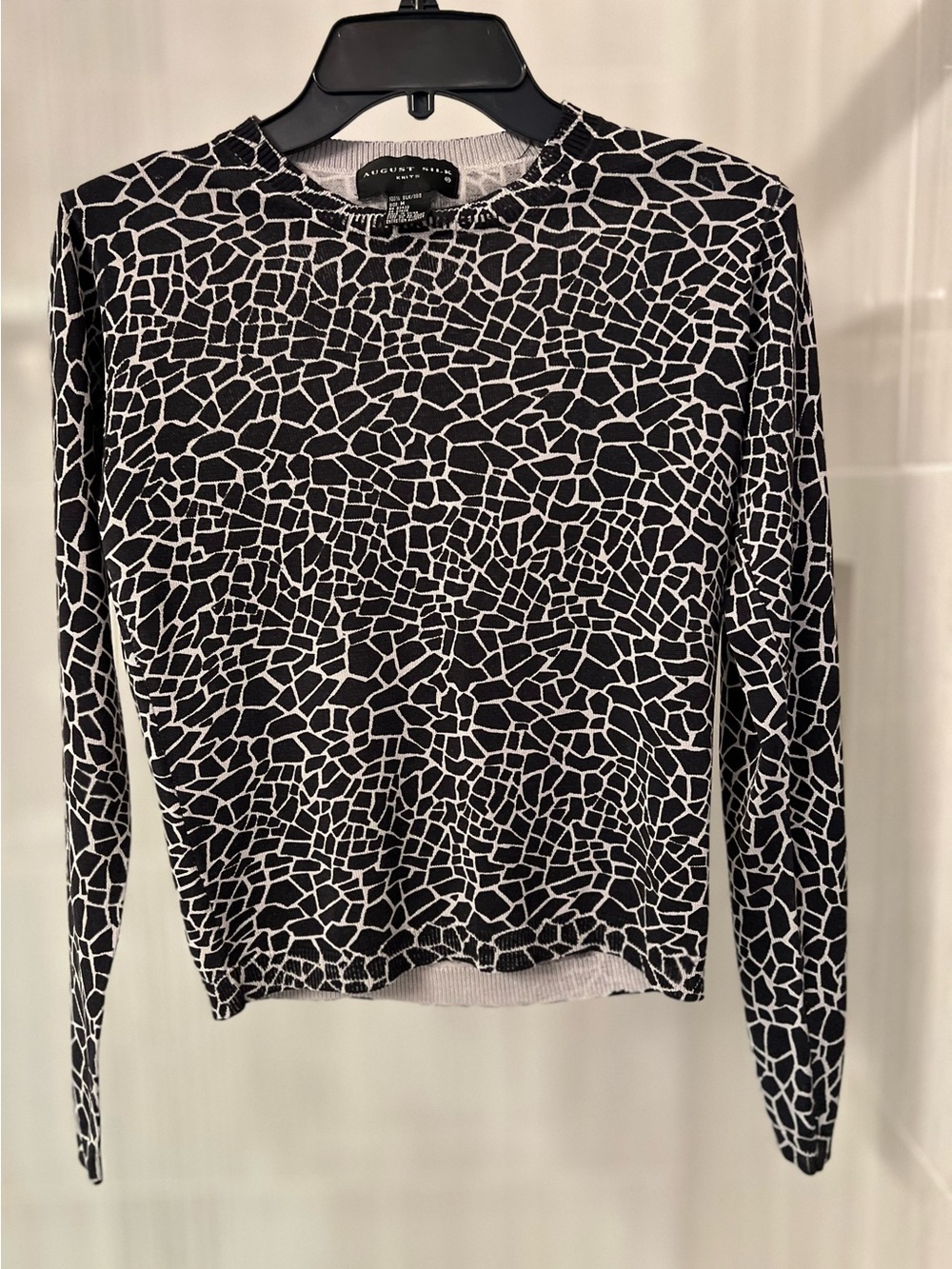 August Silk Knits 100% Silk Geometric Mosaic Print Knit Sweater Medium